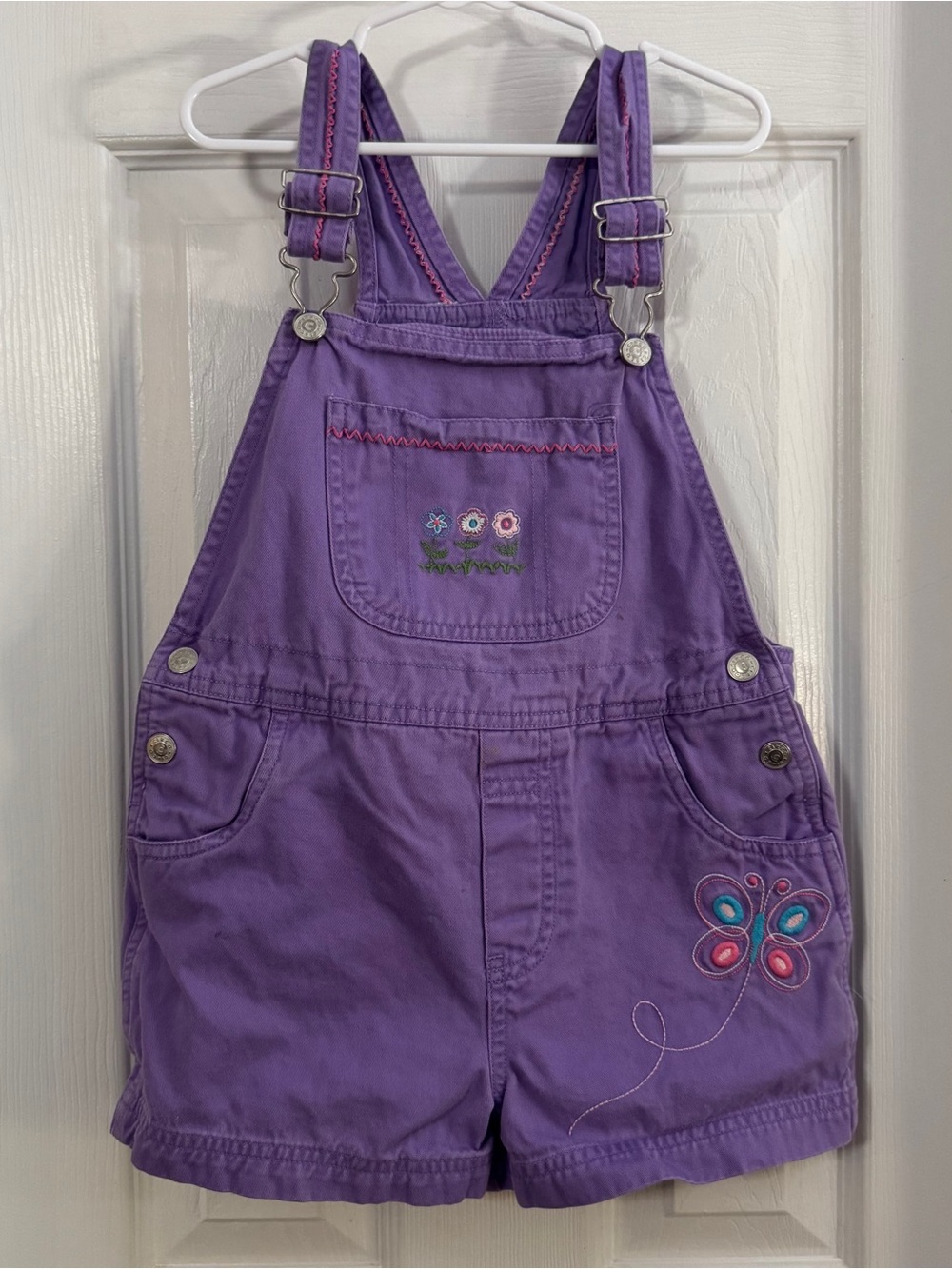Circo Girl Purple Embroidered Short Overalls 100% Cotton
